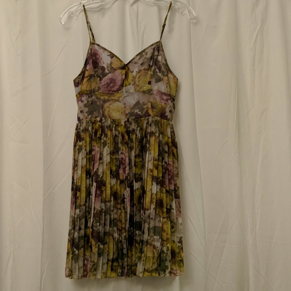 Floral pleated mini dress
